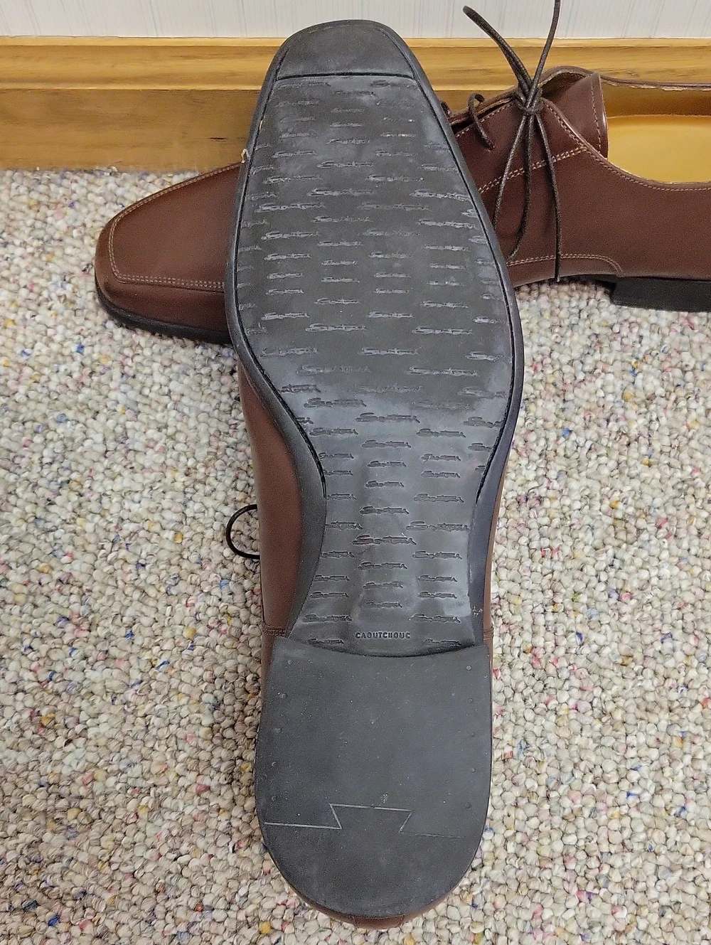 Santoni Brown Leather Lace-Up Derby Shoe Men's 11EE Office Business Quiet Luxury